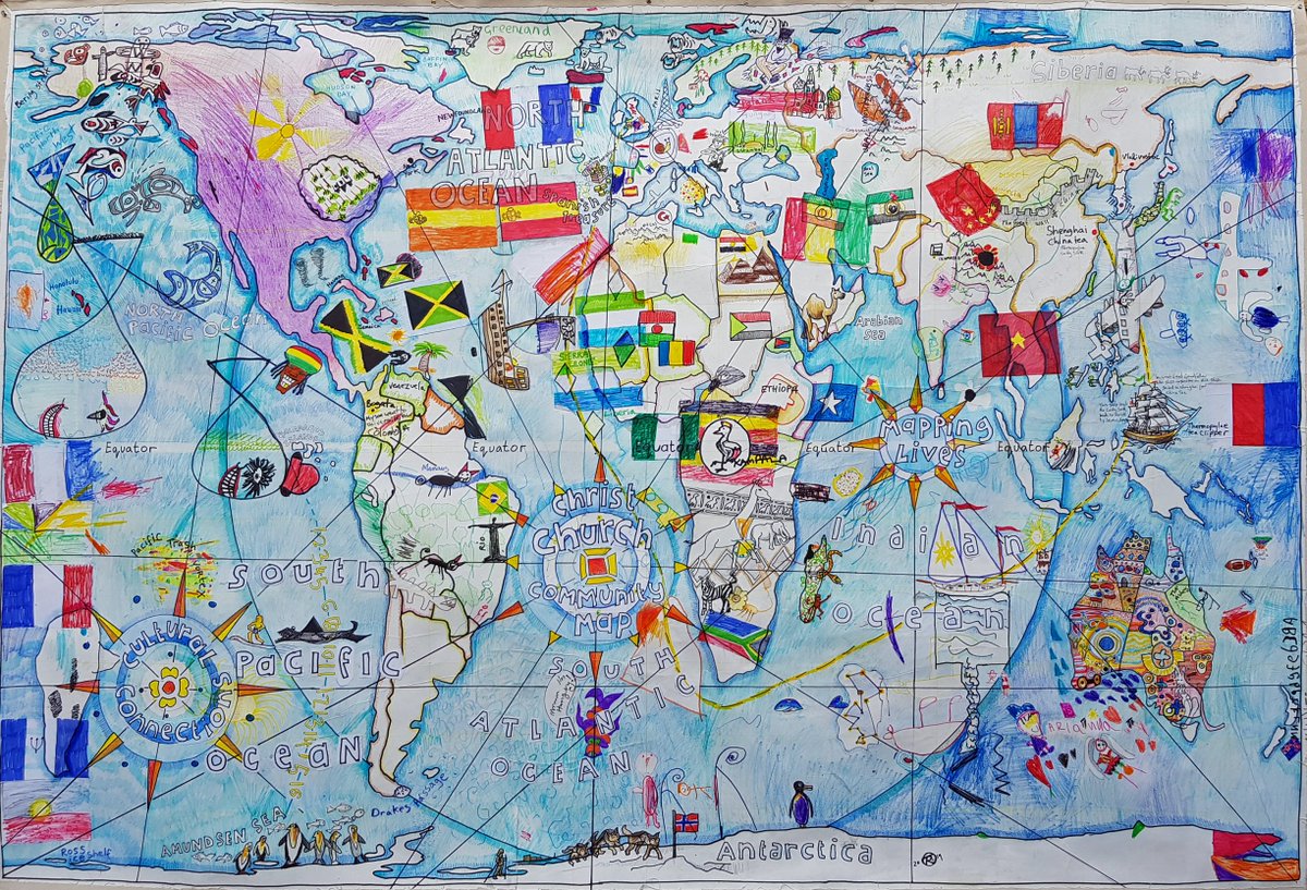 robturner's tweet photo. This is the Christ Church Community #worldmap which is now finished, and will form part of a larger display of #community artworks coming soon at Christ Church Union Grove #clapham @ConnectionsSW8 https://t.co/K1rY8AbJB1
