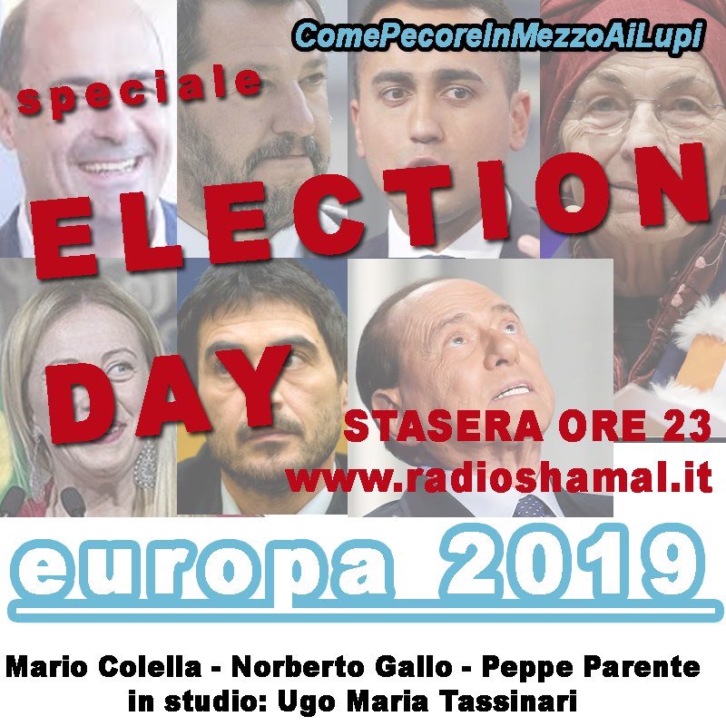 RadioShamal's tweet photo. Stasera alle 23 per scoprire come sono andate le Europee. In Europa, in Italia e perfino qui da noi. 
Scenari e ipotesi in studio con Ugo Maria @ugomtassinari Tassinari  Mario Colella  Giuseppe Parente e @norbertogallo . https://t.co/ldXHnFhjzd https://t.co/lvQdW3yLDH