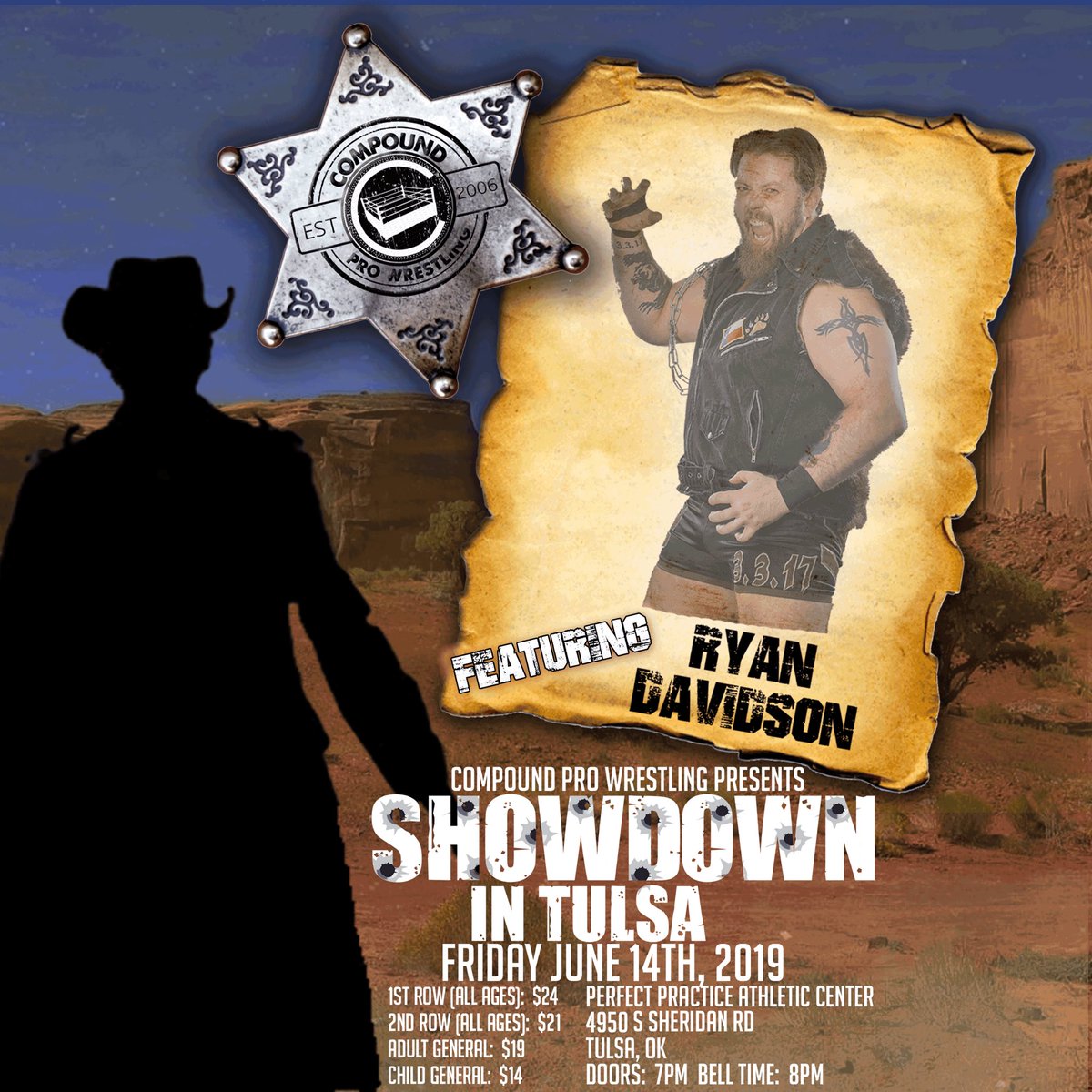 Compoundpw's tweet photo. .@RDBEAR57 will be competing at #CompoundProWrestling Presents: SHOWDOWN IN TULSA Friday June 14th, 2019.  Advanced will call tickets are selling very fast.  Get your will call tickets now at https://t.co/ToyIxR348t https://t.co/JfBN0Yikco