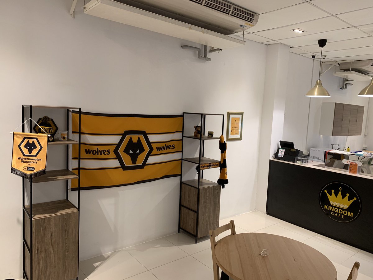 Kingdom Cafe Grand Opening tomorrow and just made the finishing touches to The World Wide Wolves Phuket display... this will be the meeting point for Wolves Supporters in Phuket