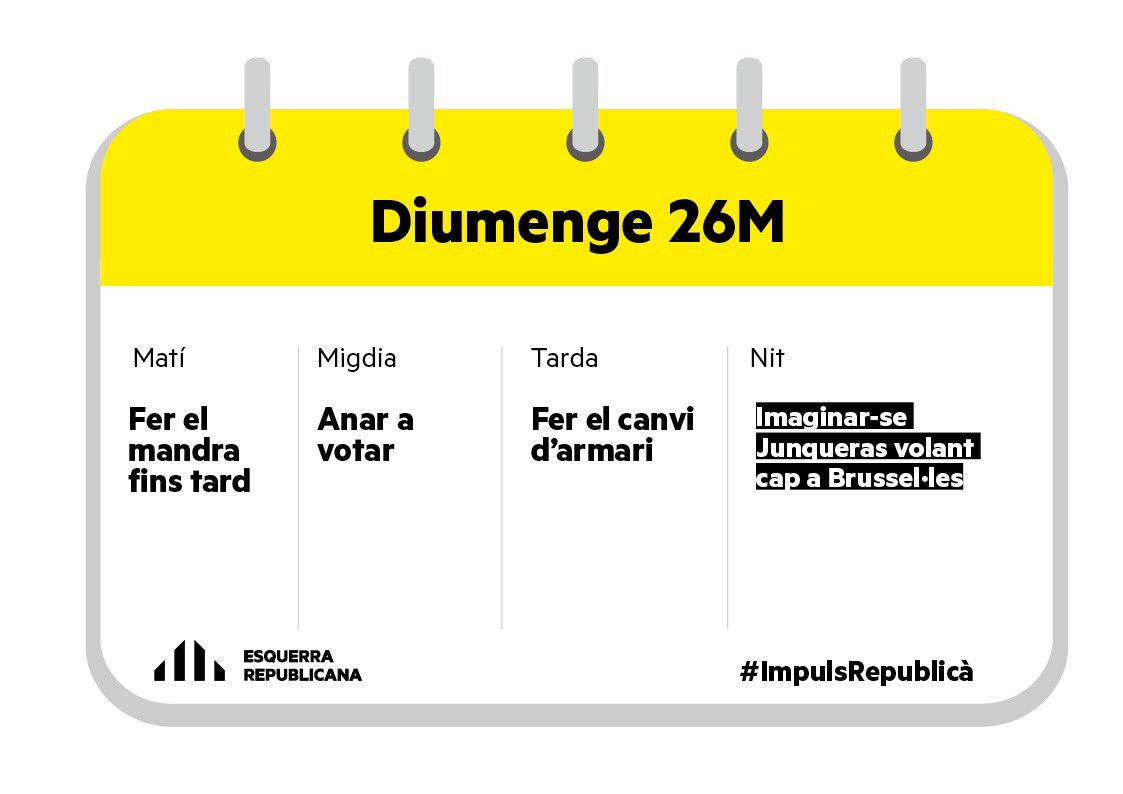 OriolAmoros's tweet photo. Plans per avui diumenge. Tria el teu! #ReimpulsemBCN #JunquerasEuropa https://t.co/ZyF2CNkM0f