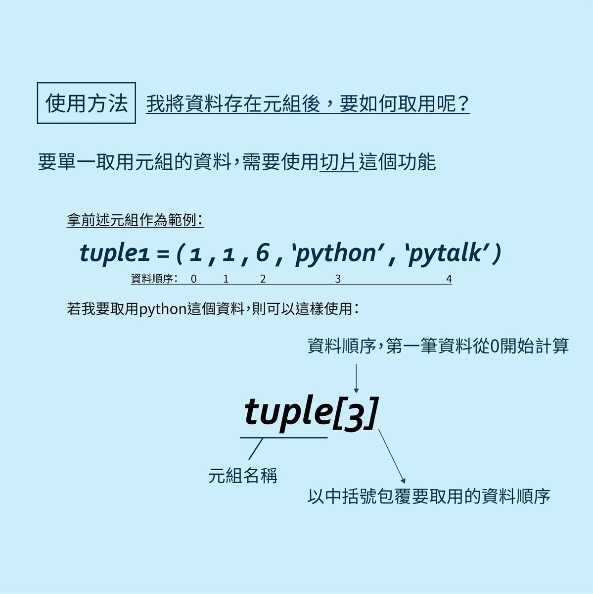 pytalk_alex's tweet photo. 元組與串列可說是雙胞胎呢😆串列是開放善解人意的弟弟，而元組則是不可變通的頑固哥哥！
基本上兩者可以利用list()或tuple()兩個函數來交換雙方的資料類型，就看程式設計的需求是如何囉！
#pythonprogramming #programming #pythoncode #computerscience #python3 #python #computer #computerlanguage https://t.co/Xh6HthMck8