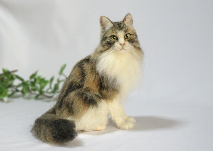 羊毛フェルト 猫 ノルウェージャンホレストキャット 羊毛フェルト 猫