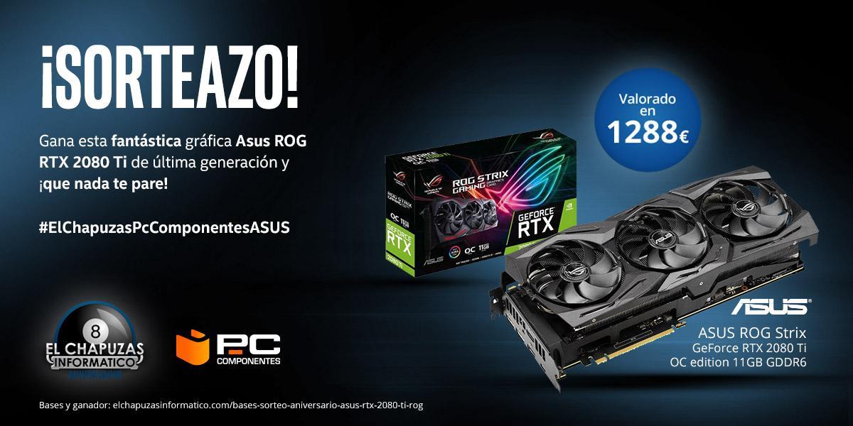HOY TERMINA! SORTEAZO

¡Llévate esta Asus ROG RTX 2080 Ti para celebrar el aniversario de El Chapuzas Informático!

✔️ Haz 🔃
✔️ Sigue a <a href="/elchapuzas/">chapuzasinformatico</a> y <a href="/pccomponentes/">PcComponentes</a> 
✔️ Comenta todas las veces que quieras con #ElChapuzasPcComponentesASUS a qué juegos viciarías con esta gráfica.