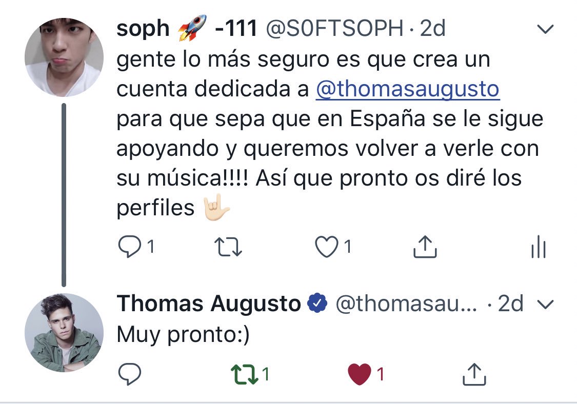 ThomasA_ESP's tweet photo. según thomas lo vamos a poder escuchar y ver muy pronto!!! y tenemos que poner todxs de nuestra parte para conseguir que llegue muy alto 💪🏻 https://t.co/UVJUwvU9Ih