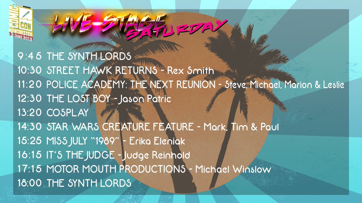 comconmanc's tweet photo. 1 day to go!!! We've got a building full of cadets, vampires, lifeguards and Gremlins - hope to see you all there tomorrow! Here's a reminder of the main stage times: https://t.co/qhtI134Kkj