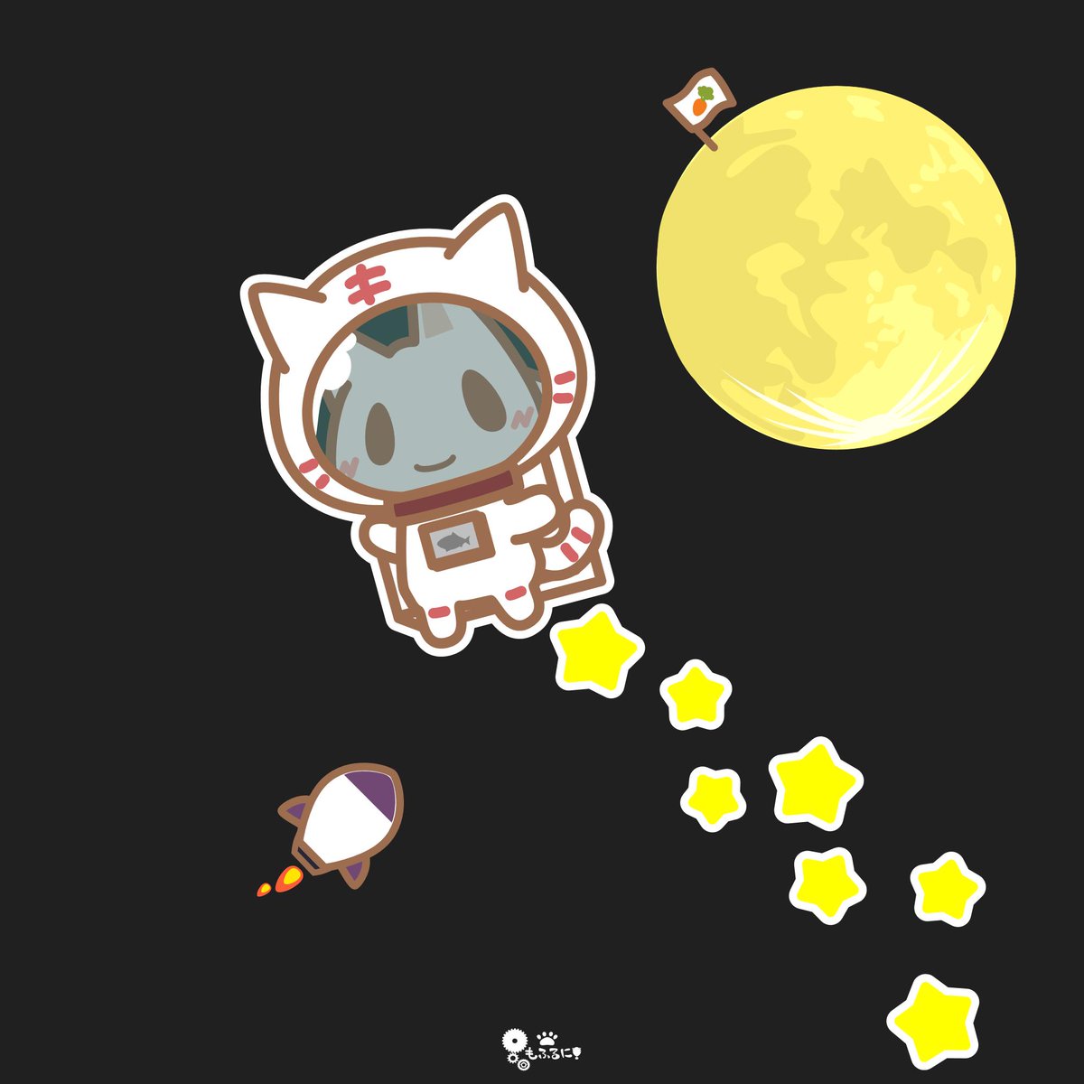 きよ 新作 スマホ用壁紙 にせんにゃー年 宇宙の旅 Wallpaper 壁紙 イラスト ねこ宇宙飛行士のスペース遊泳