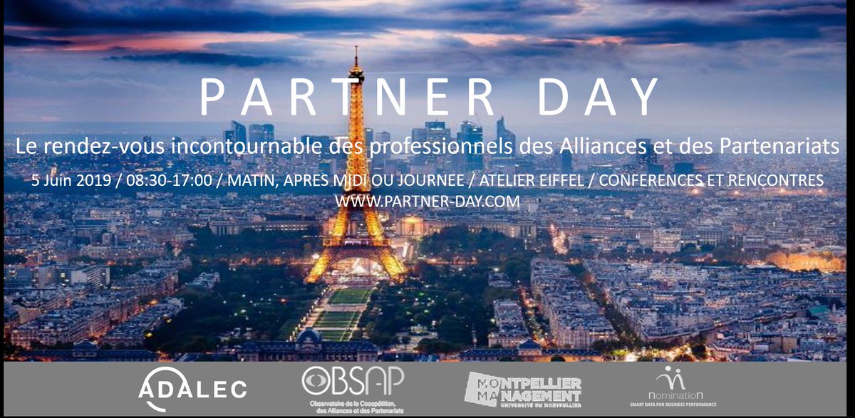 OBSAP_UM's tweet photo. Rejoignez nous au #PartnerDayParis le 5 juin 2019 ! Une journée consacrée au directeurs d'#Alliance et de #Partenariat. Découvrez le programme juste ici https://t.co/PgwaYt6Tks ! Un RDV à ne pas manquer pour développer son réseau ! https://t.co/1NeHNojghb