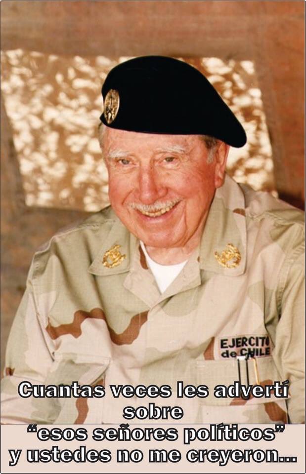 eugeniapinochet's tweet image. Buen día fachos pobres!!! Les saluda su General!!