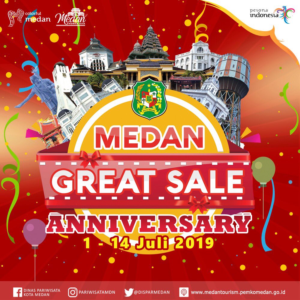 KemenPariwisata's tweet photo. Sobat Wisata, ayo datang dan berbelanja di Medan

MEDAN GREAT SALE ANNIVERSARY 2019

#pesonaindonesia
#wonderfulindonesia 
#colorfulmedan
#medanrumahkita https://t.co/oA4gh6wGva