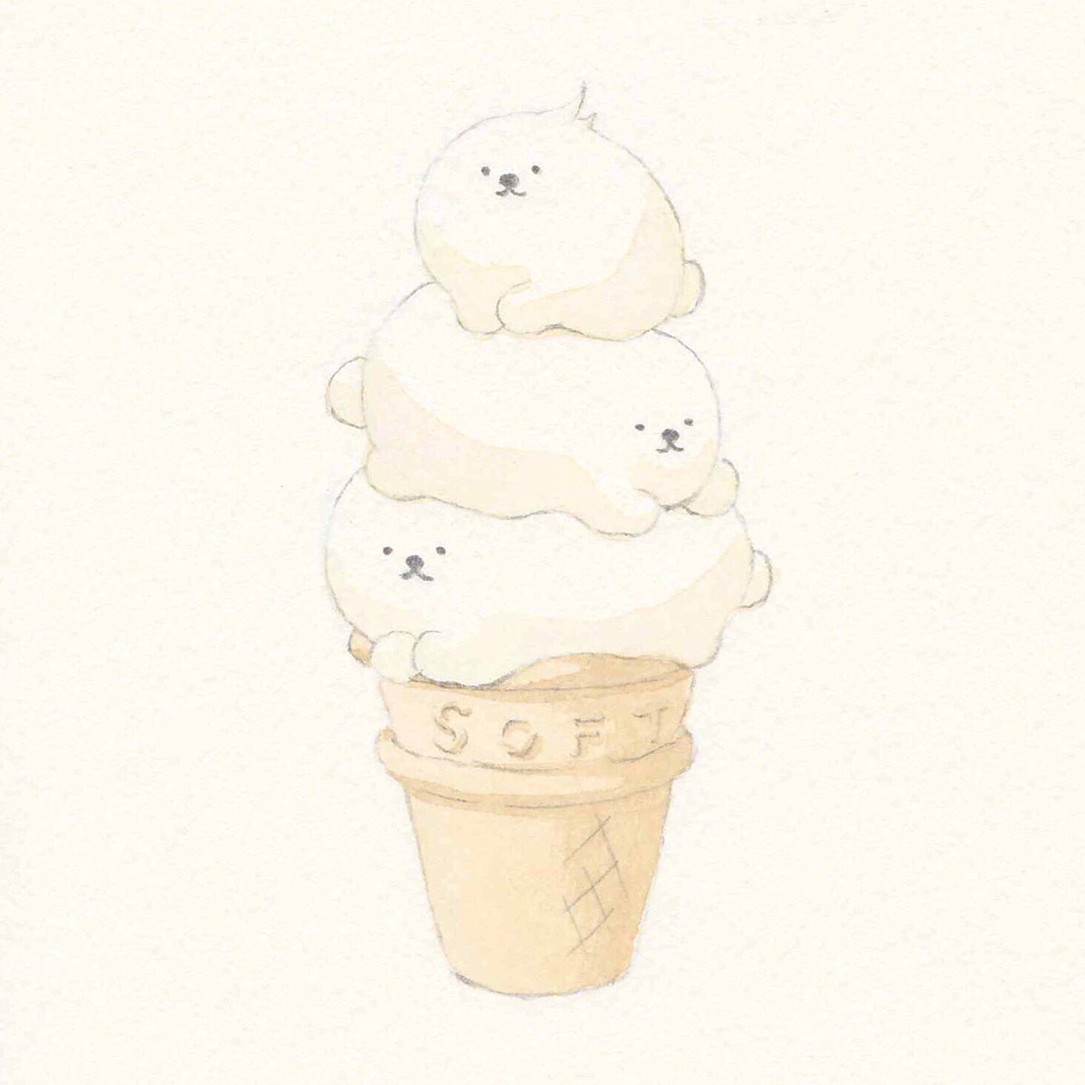 no humans food ice cream bear white background simple background polar bear  illustration images