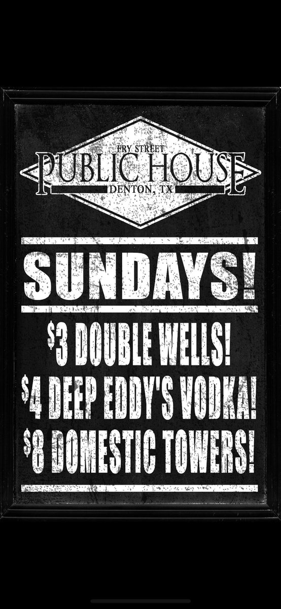 Come out to Fry Street Public House tonight! I’ll be behind the bar for another fantastic SundayFunday. DJ DuPree on the 1s and 2s playing the hits all night. First 3 people to show me this tweet get a shot on me! #PHonFry #PHDTX #SundayFunday