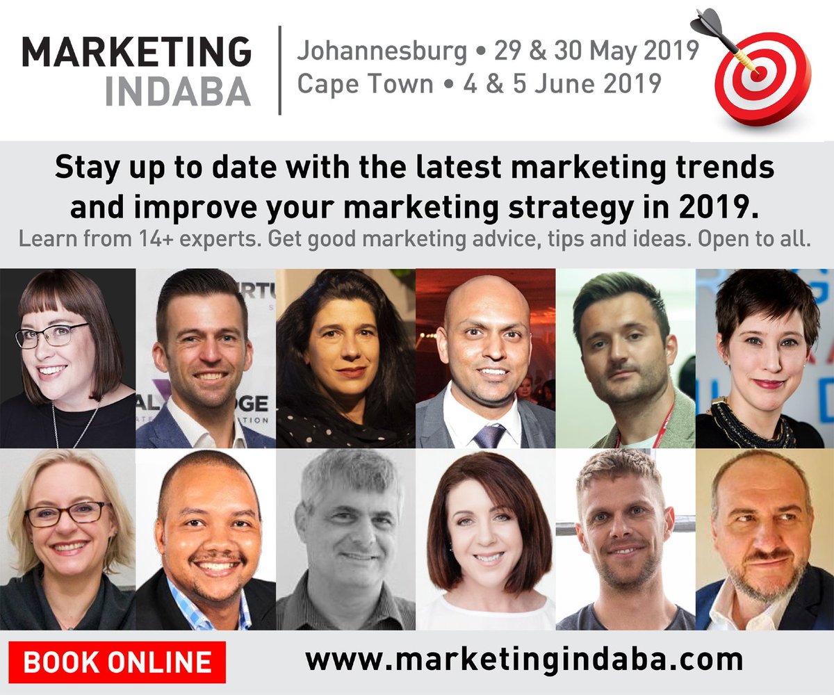 MarketingIndaba's tweet photo. Marketers! Stay up to date with the latest #marketing trends and improve your #marketingstrategy today. Join us in #johannesburg #sandton and #capetown for two days of #marketingadvice #marketingtips and new #marketingideas. Book at https://t.co/ykcl3IaAiD https://t.co/MdHbTM69Je