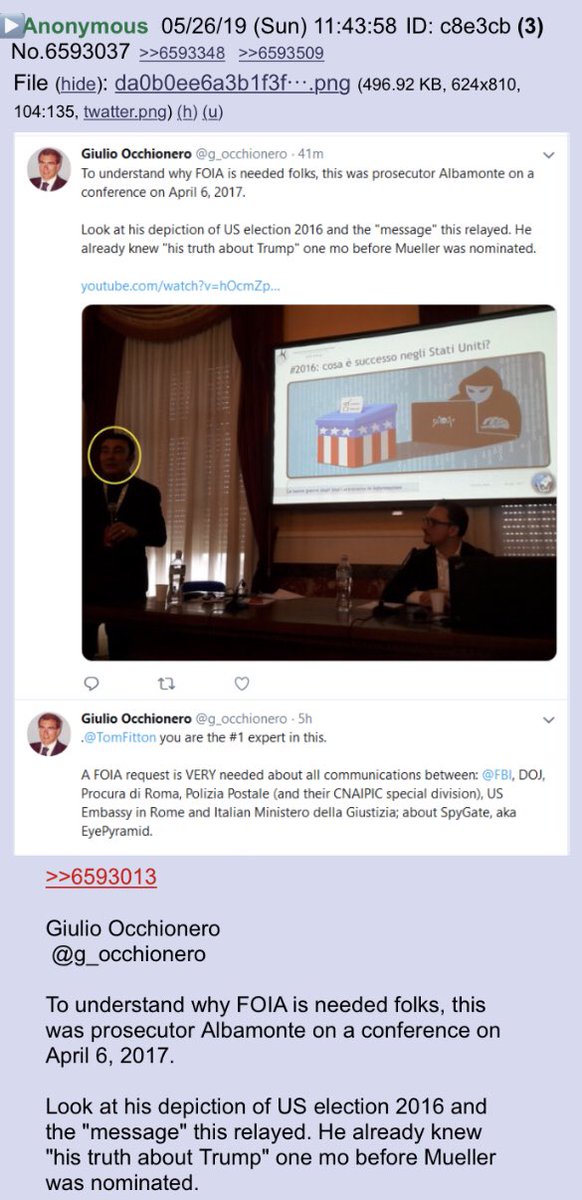 More Eye Pyramid Tweets!! https://www.neonrevolt.com/2019/05/24/operation-charlemagne-the-silent-ones-and-eyepyramid-italys-role-in-framing-trump-spygate-qanon-greatawakening-neonrevolt/ https://twitter.com/g_occhionero Anon notable!! @realDonaldTrump