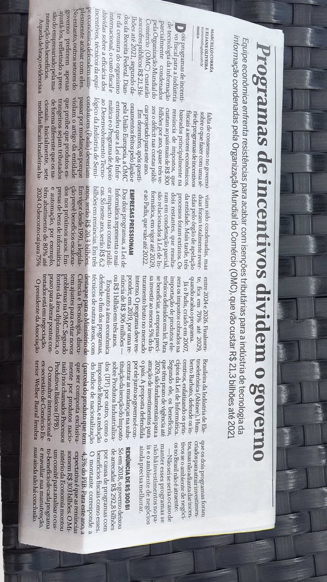 Inauguro a sessão “Fica a dica Presidente” com uma visão de oportunidade em meio a tantos problemas que temos... sugiro que seja considerada a alternativa de parte desses impostos serem convertidos em incentivos à Educação básica e superior nas áreas afins tecnológicas!!!