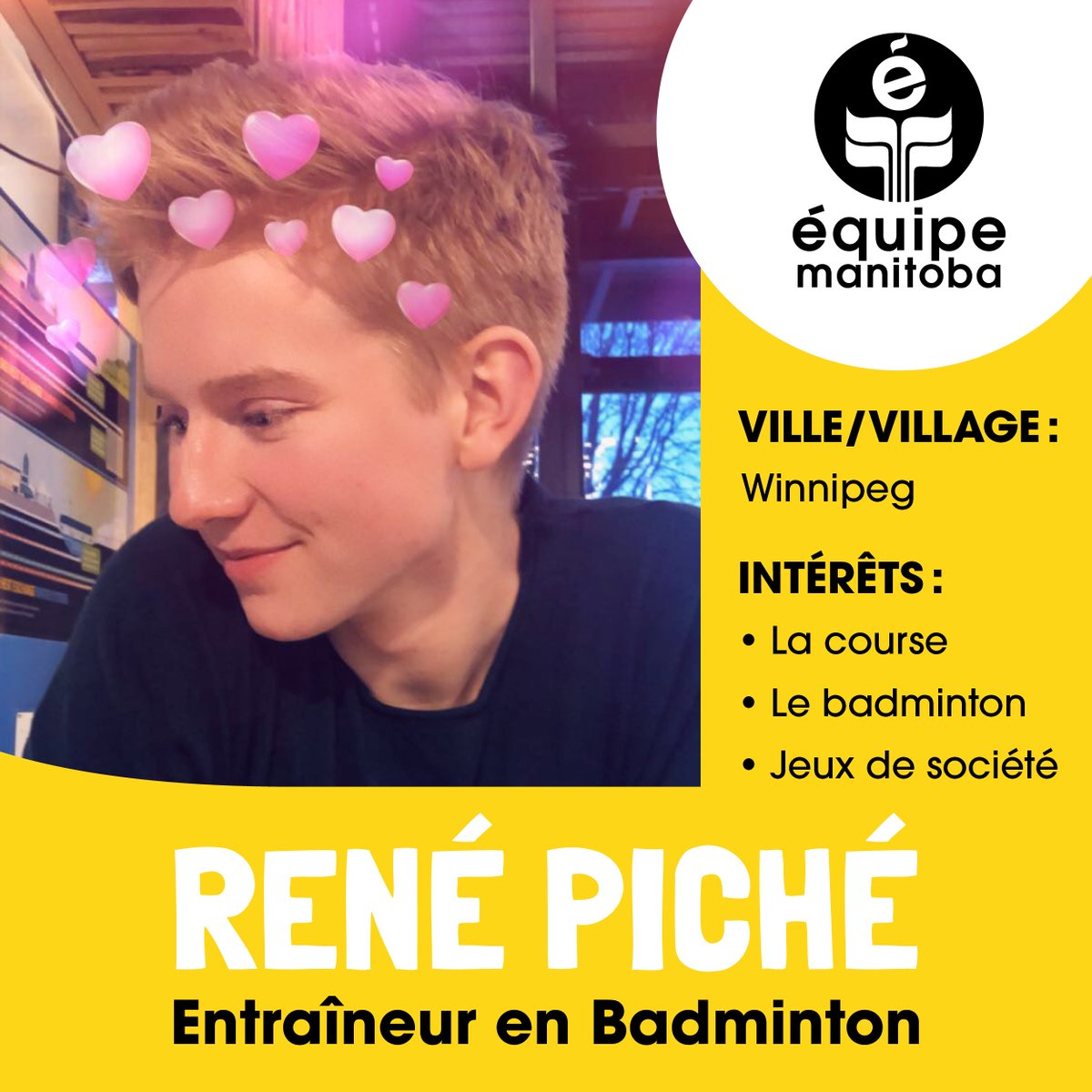 equipemanitoba's tweet photo. RENÉ PICHÉ - Entraîneur en Badminton #TOBA2020 #jeuxfc #jeunesengagés https://t.co/yVsCeSGIHc