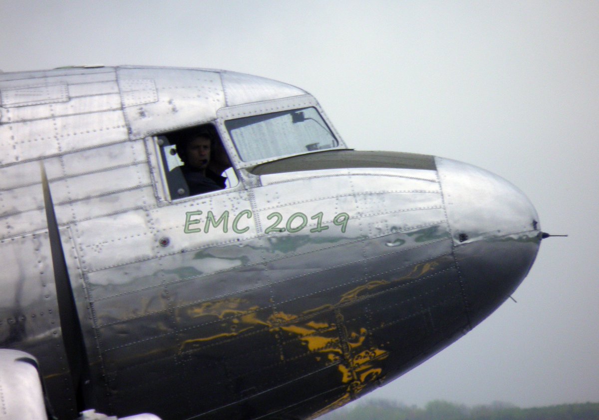 EMC_Maine's tweet photo. After overnighting at #KPQI, the last two #DC3s of the #DDAYSquadron are off on their way to #DDay75 events. Safe flights - lovely to see these pieces of history. More here: https://t.co/mSdEGZnJFH https://t.co/pnqNKU9npr