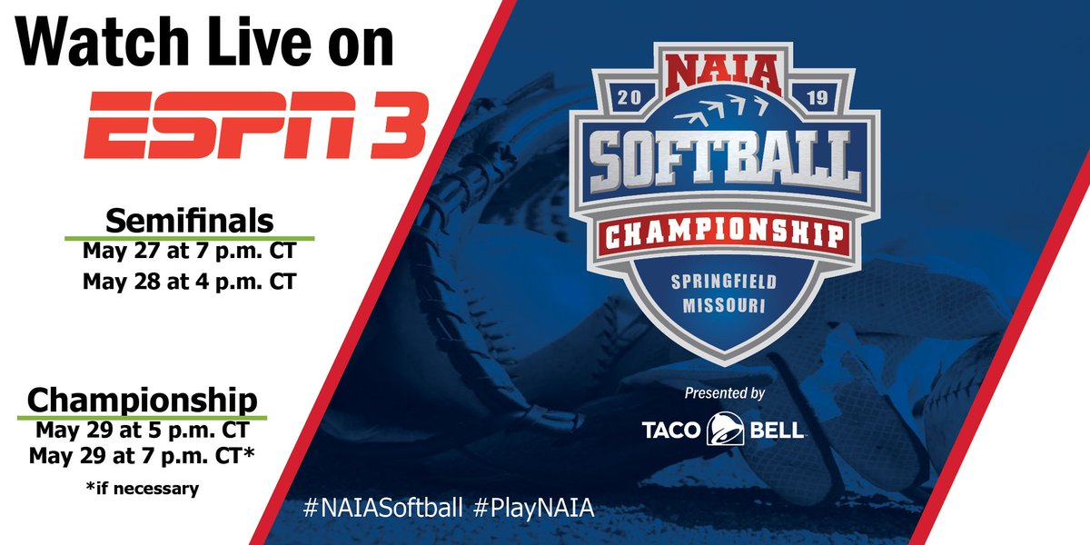 Tune into ESPN3 for the semifinals and championship games of the #NAIASoftball World Series! #PlayNAIA