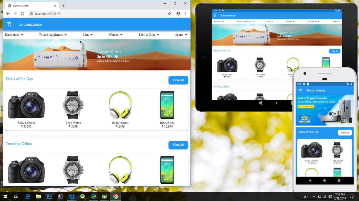 ashishrawat2911's tweet image. Flutter is awesome ❤️
I built an application running on Mobile, Web, and Desktop with single codebase at Google IO Extended New Delhi.
@flutter @r_FlutterDev @nlycskn @TheFlutterDevs @imthepk
#flutter #flutterforweb #flutterfordesktop