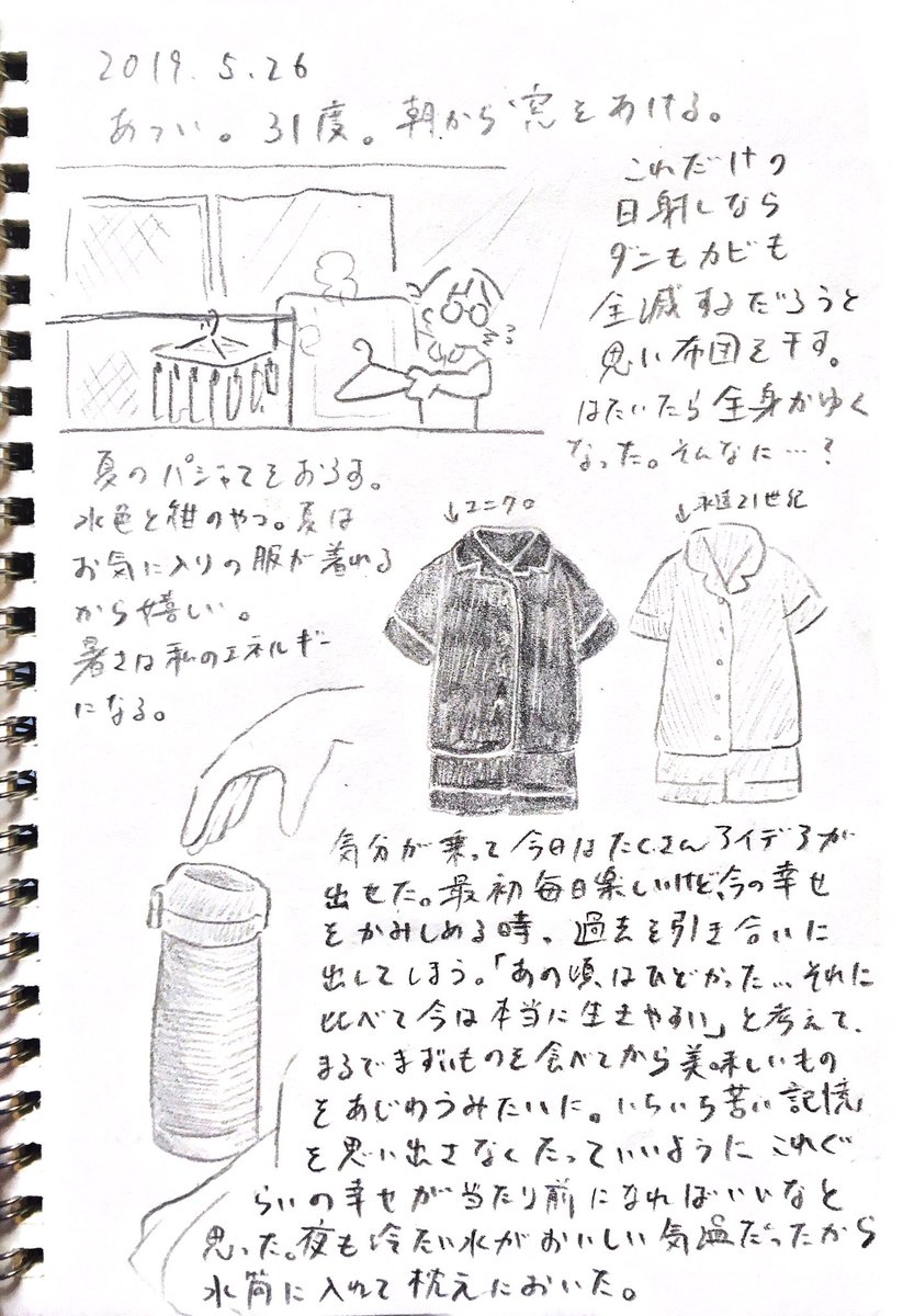 2019.5.26
暑いから寝る前に水を飲んでね。
ちなみに今日思い出した過去は「感情的に怒鳴る人がいる環境は最悪だったな」です。 