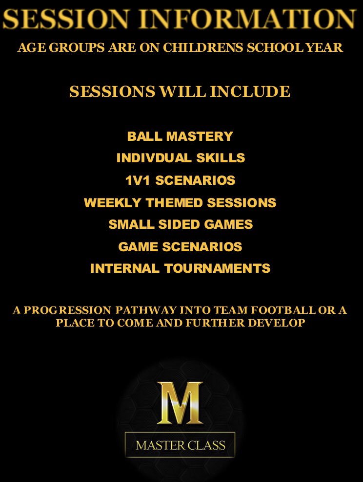 Our Saturday Development Club!!

🗓 Starting June 22nd

Our weekly Saturday club will provide children a place to come play and develop!

Whether this be to progress into team football or simply improve and individually develop through our weekly themed sessions ⭐️