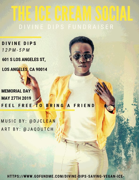 meli_living's tweet photo. Don’t miss the @divinedips Ice Cream Social on Memorial Day!! Serving delicious ice cream and cool sounds by @Djclean #vegan #DTLA #icecream https://t.co/JdEixxumbF