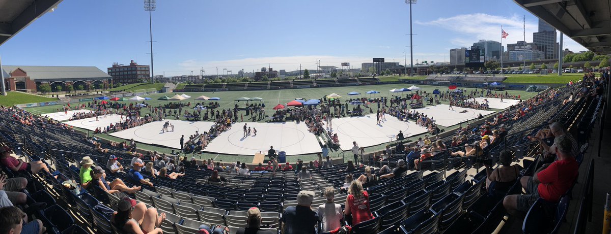 Not something you see everyday at Morrison Soccer Stadium. <a href="/USAWrestling/">USA Wrestling</a> 🤼‍♂️