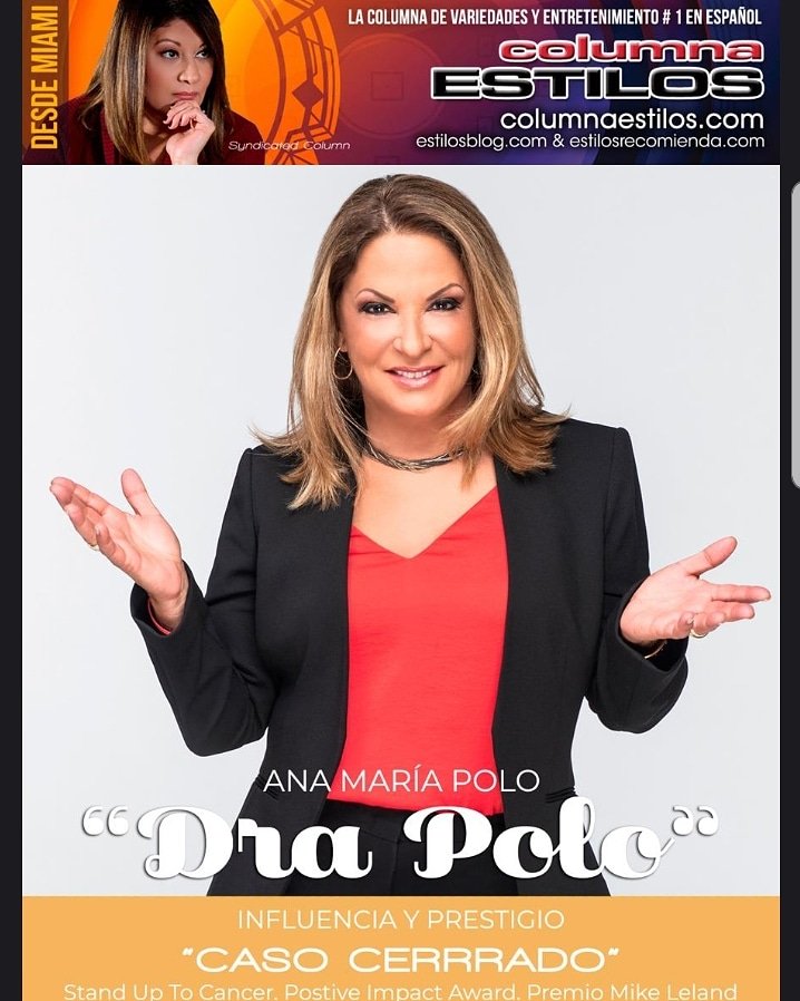En portada de #ColumnaEstilos edición 507 la "Dra Polo" celebrando nueva temporada de "Caso Cerrado " por @ Telemundo columnaestilos.com/edicion507