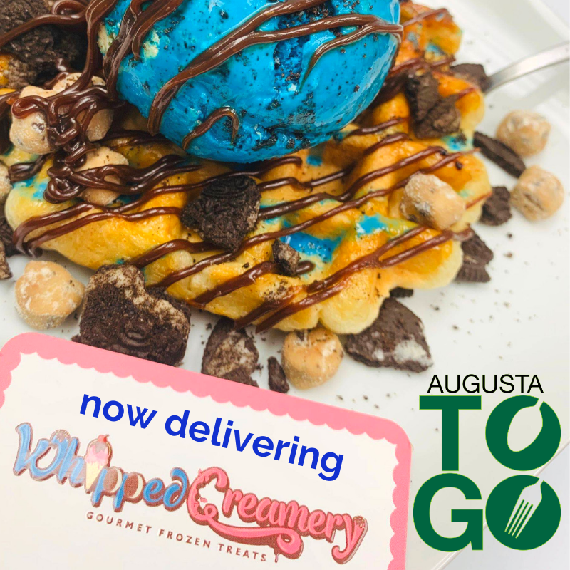 NOW DELIVERING for <a href="/WCtreats/">Whipped Creamery</a>! Offering custom ice cream sandwiches, Belgian waffle splits, hot fudge brownie sundaes, shakes &amp; more. Your imagination is the limit so visit the Augusta To Go app and let your sweet tooth be your guide! #supportlocal #localeatsdelivered #augustatogo