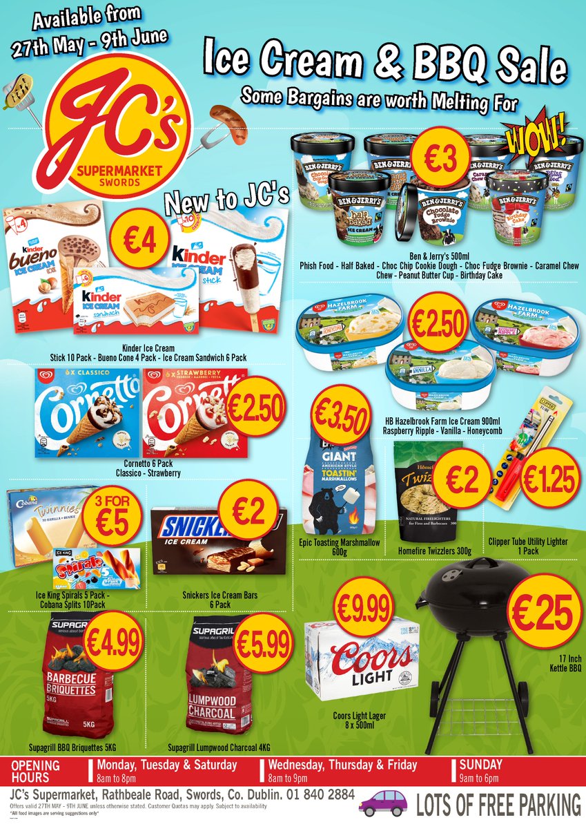JCSavages's tweet photo. JC's Supermarket - Ice Cream & BBQ Sale - https://t.co/8hojK3BSvX #dublindeals #wallofvalue https://t.co/9KOWrvbdP6