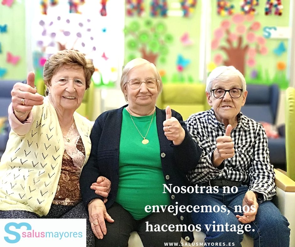 salusmayores's tweet photo. https://t.co/NMxHqR9NFS 
Nosotras no envejecemos, nos hacemos vintage.
#mayores #centrodedia #alzheimer #parkinson #ictus Centro de día de Pozuelo de Alarcón, Ríos Rosas y Goya en Madrid https://t.co/CX9huVS5V8