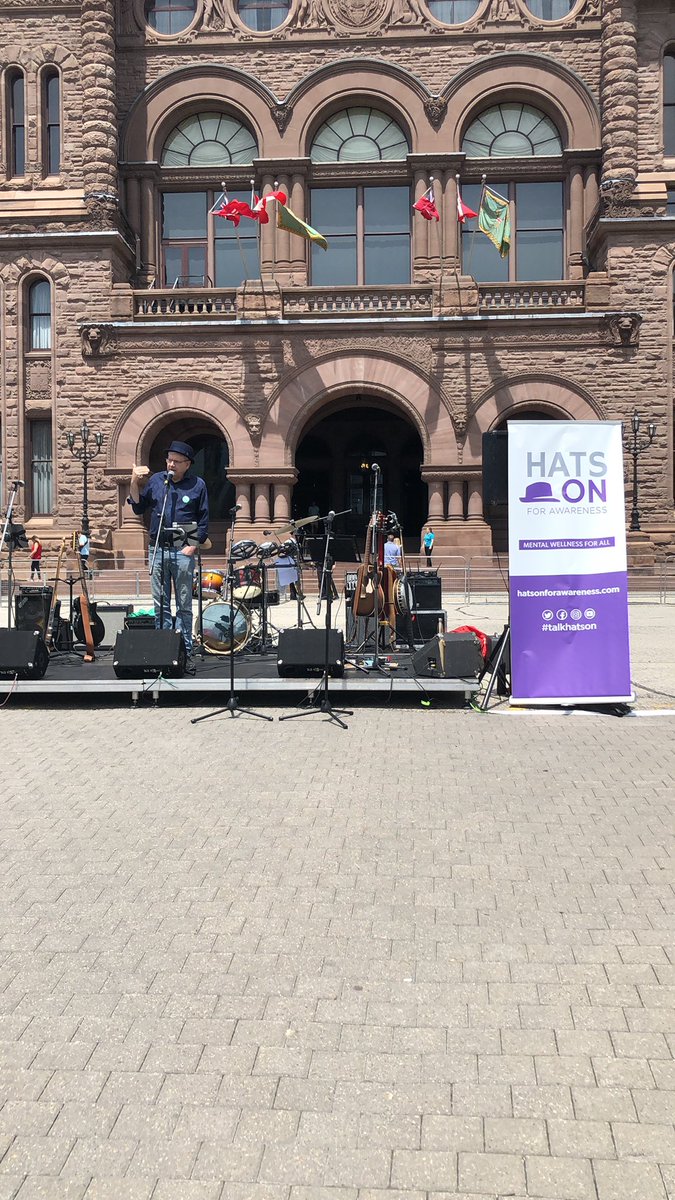 HatsOn4Aware's tweet photo. .@CharlieAngusNDP is here marching with us today and sharing the news of having bill-174 passed! 👏🏽👏🏽 @MFMHTO #mfmhto https://t.co/W6eczanNbd