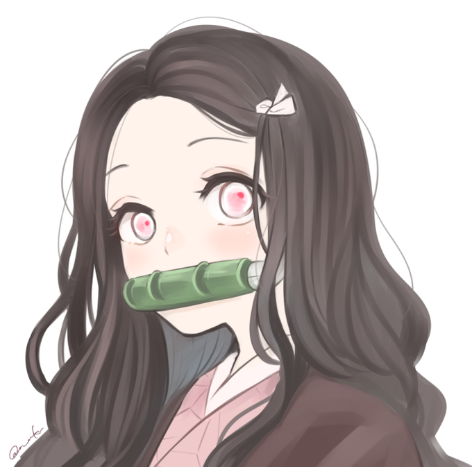 半生🍊さんがTwitterに投稿した竈門禰豆子(鬼滅の刃)のイラスト。
