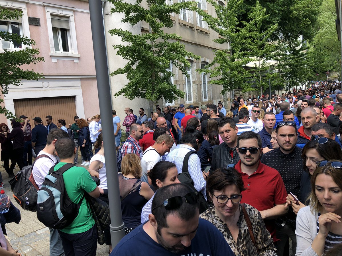 AlexandruCeausu's tweet photo. #thistimeiamvoting not so easy for us. 5 hours it took to exercise our right #Romania https://t.co/v5CbGUnlFK