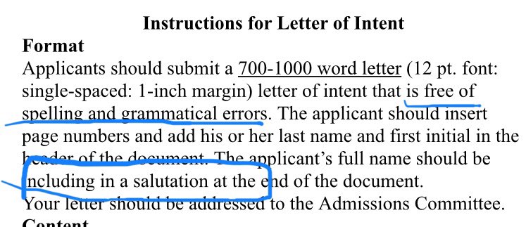 hfxwritergenius's tweet photo. A friend is writing a letter of intent for a Masters program and asked me to help. Had to roll my eyes at these instructions. ๐๐คฆ๐ปโโ๏ธ #freeofspellingandgrammaticalerrors #theirony #proofreadfail #amediting https://t.co/xVAnAcWQmT