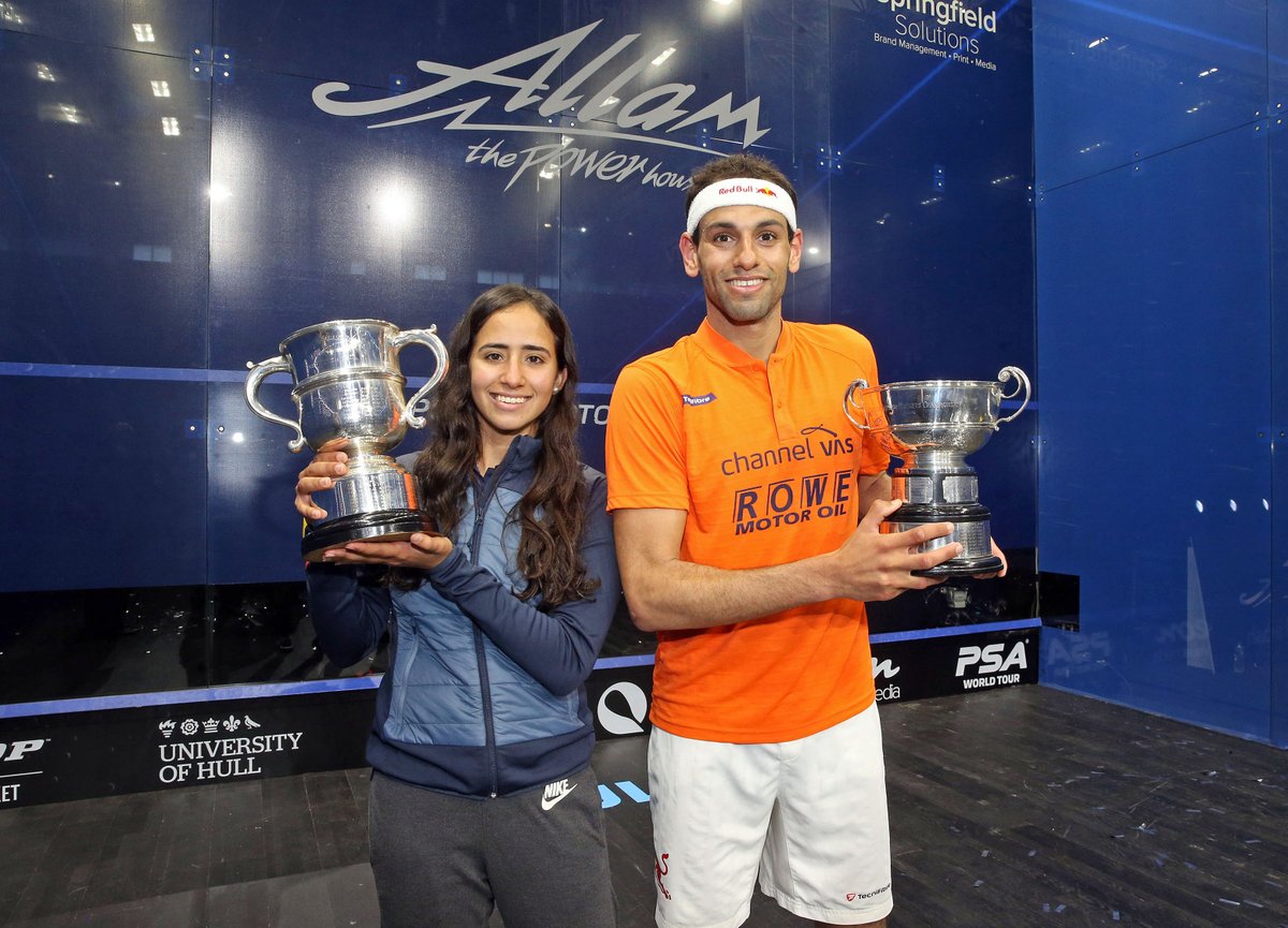PSASquashTour's tweet photo. The 2019 @BritOpenSquash champions - @NouranGohar & @MoElshorbagy! π
#WhereLegendsAreMade #BritOpen19 https://t.co/VAQymJBtK1