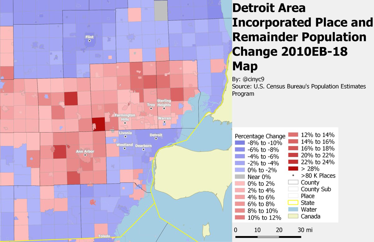 Cinyc Sur Twitter Detroit S Growth Picture Is Mixed Detroit Itself And Most Wayne County Towns Have Lost Population This Decade But Areas North Of 8 Mile Oakland Macomb Livingston Counties