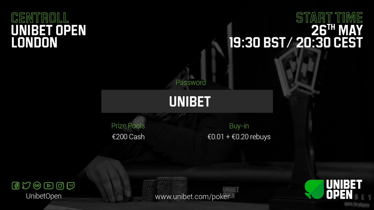 unibetopen's tweet image. CENTROLL PASSWORD! Get involved with our final day stream and play in all the centrolls and freerolls on Unibet Poker! #UOLondon #UnibetOpenLondon #ShuffleUpAndTea