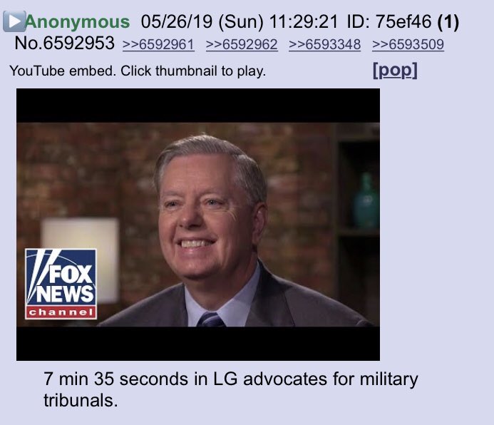 Graham: call out on Military Tribunals!!Anon notable!! @realDonaldTrump