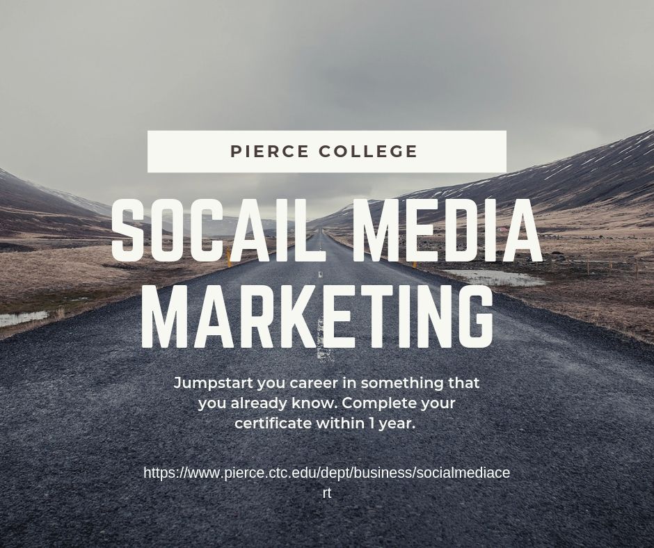 Boost your career and Jump into Pierce College Social Media Marketing Program! 
#PCSoMe
pierce.ctc.edu/dept/business/…