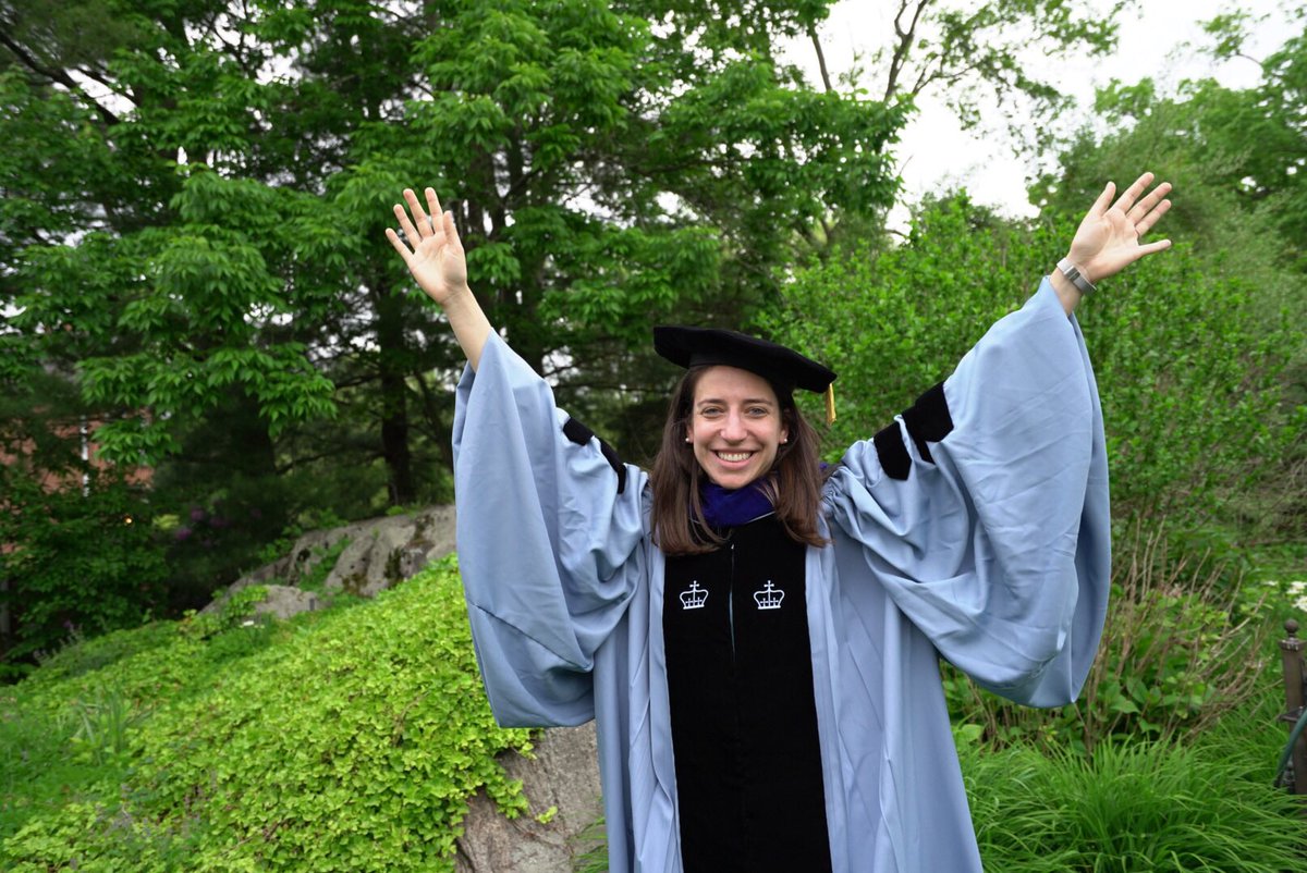 lexishill's tweet photo. It only took 5 yrs post defense @Columbia to put on the regalia, since I skipped my PhD graduation. Better late than never, now as an Asst Prof, celebrating @holy_cross Class of 2019! #congratsgrads https://t.co/60Qb4q8oyL