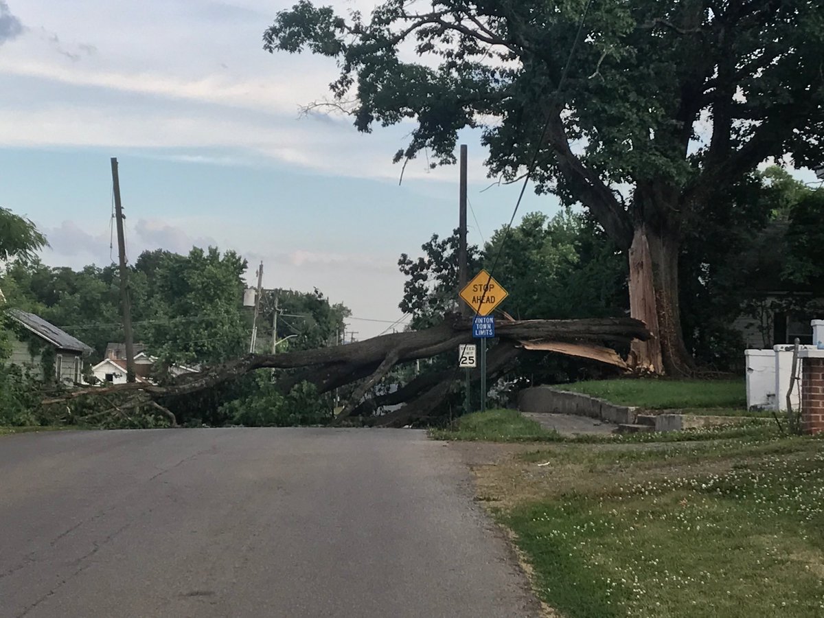 JessicaWSLS's tweet image. "It sounded like a bomb went off." This huge tree in Vinton split, knocking down power lines and blocking this whole street. Luckily no one was hurt.