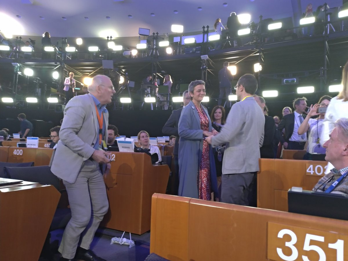 Magda_Brussels's tweet photo. 'Why do they come to the parliament, to destroy it? It doesn't make any sens'.@vestager on anti EU parties #euelectionnight https://t.co/onAAaJiGbs
