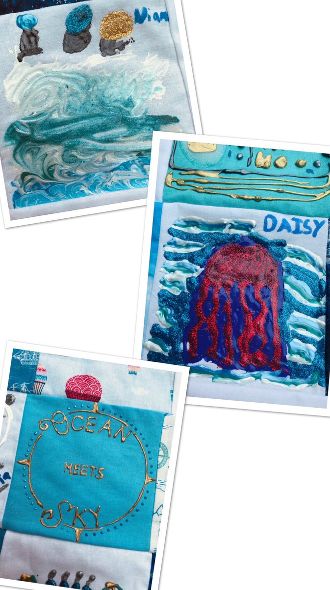 LibraryHanwell's tweet photo. Here is @HanwellFields completed memory quilt inspired after reading the beautiful book ‘Ocean meets sky’ by the Fan brothers @opifan64 @igo2cairo for @CILIPCKG - we hope you like it 🐋🌦🌊 https://t.co/vaZOlYgb6w