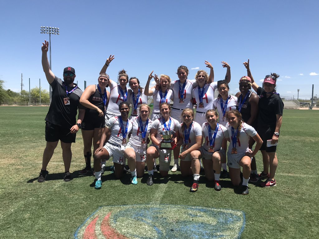 RadcliffeRugby's tweet photo. We defeated Life, 14-12, to earn THIRD PLACE! #GoCrimson https://t.co/liRYwX8Mrt