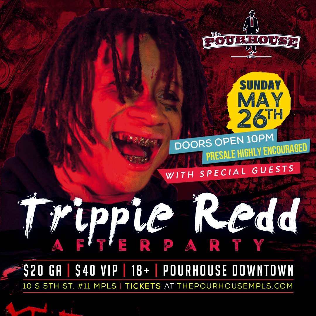 Tonight, we're painting the Pourhouse REDD! <a href="/trippieredd/">Trippie Redd</a> comes straight off the stage in St. Paul to the Pourhouse downtown stage! Get your tickets now because he will sell out tonight! etix.com/ticket/p/50320…