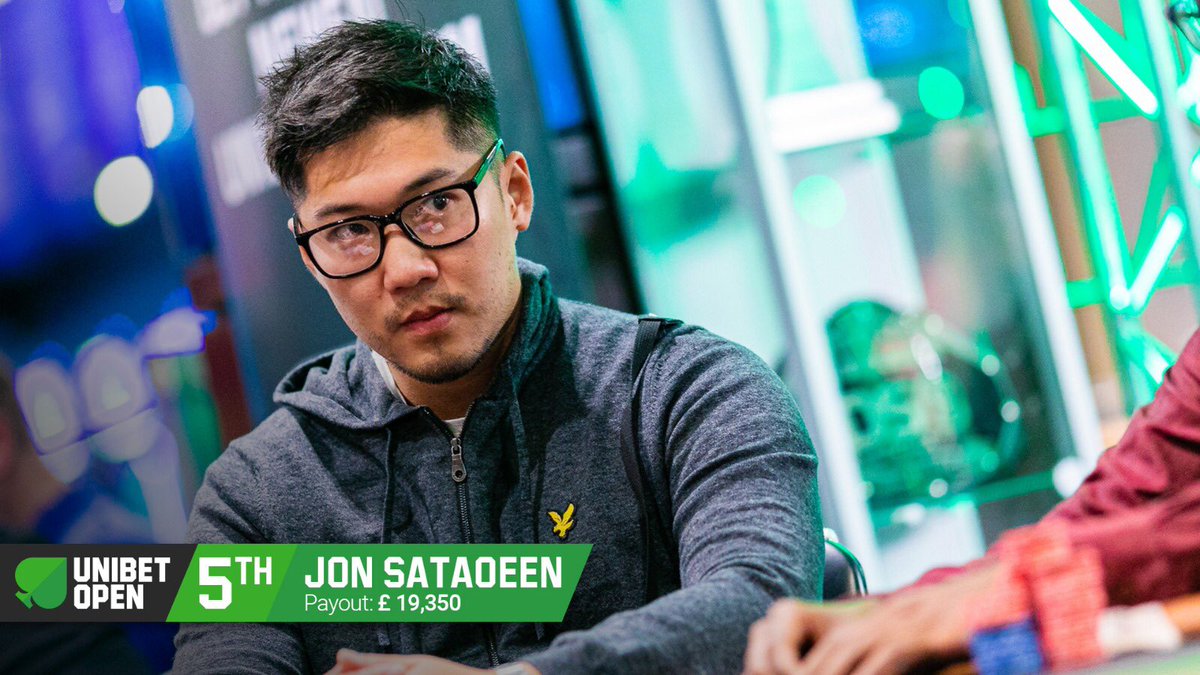 unibetopen's tweet image. We are down to the final 4 and Jon Sataoeen leaves the event with £19,350. #UOLondon #UnibetOpenLondon #ShuffleUpAndTea