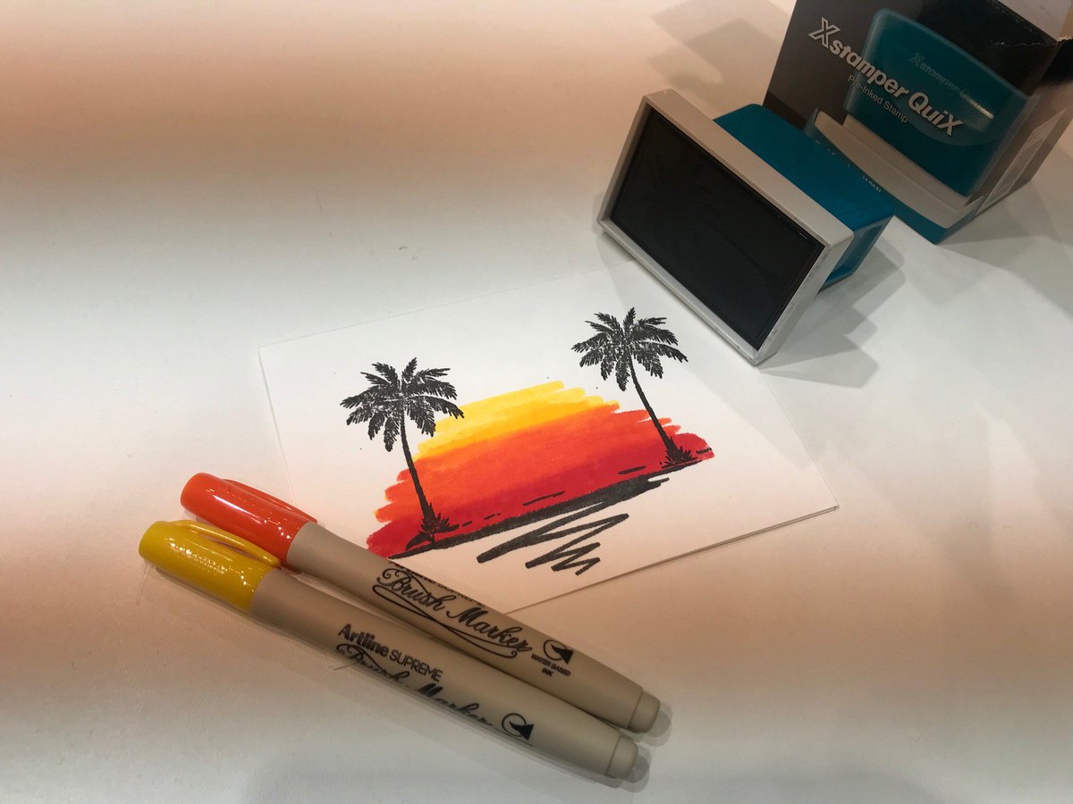 As the sun set on another #BankHoliday, we got #backtowork and created this beautiful artwork with Artline Supreme. Perfect for blending and mixing! #ArtTuesday #Landscape #Sunset