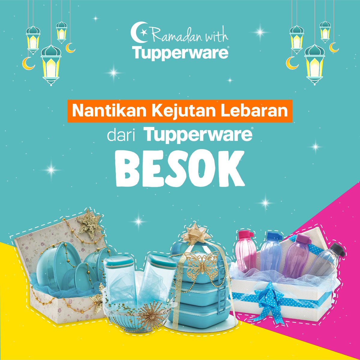 tupperwareID's tweet photo. Sambut hari kemenangan dengan Kejutan Lebaran berhadiah parcel cantik dari #Tupperware. Siap-siap!
#PakeTupperware #RamadanWithTupperware https://t.co/nfrazAVzTd