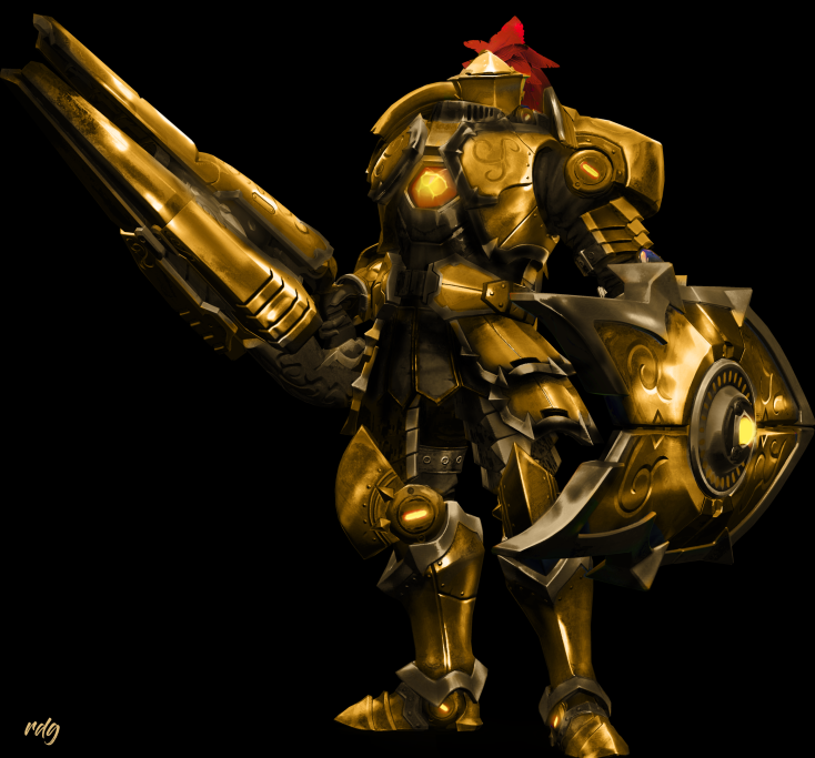 AngemonTK_'s tweet photo. Golden Fernando requested by my friend Ryan (ryuckthefat on instagram, he makes amazing Pixelart of Paladins) 

Fully golden and Block+Gold versions 

@SelfAppointedK #paladins #paladinsart https://t.co/HhceN3Irlz